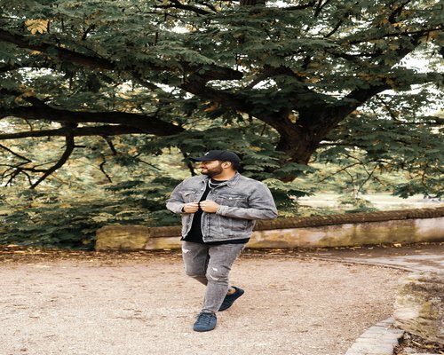 Man walking in urban park